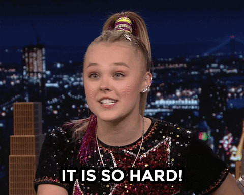 A woman saying 'it's so hard'