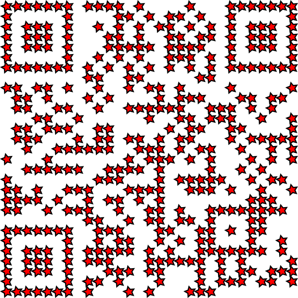 A QR code where the shapes are stars.